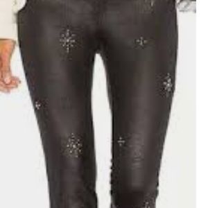 #19 free people jeans pants vegan skinny fit black embellished women size 28